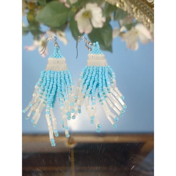 Southwestern Seed Bead Dangle Drop Earrings Southwest Boho Jewelry - Picture 5 of 6